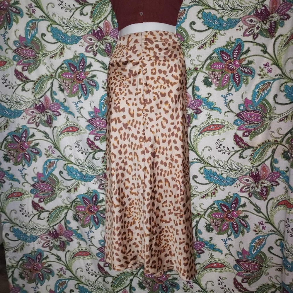 Leopard Print Free People Midi Skirt, Size Small.